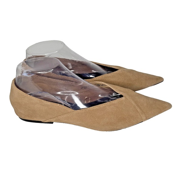 Zara Shoes Womens Size 9 Tan Suede Pointed Toe Flats Slip On Minimalist EU 40 - Picture 1 of 9